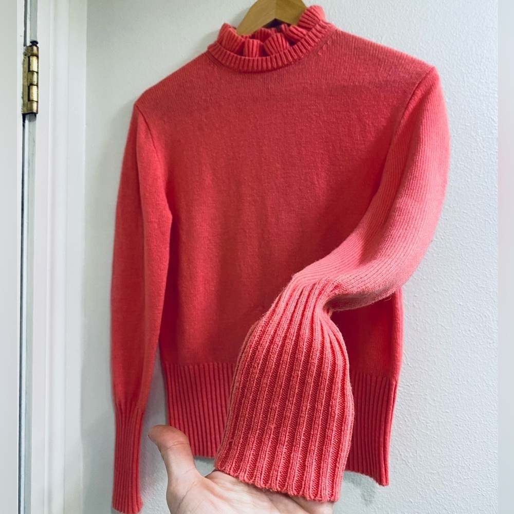 J. Crew Women's Pink Ruffle Neck Sweater XS - Picture 4 of 7